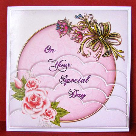 Pink Roses Special Day Scalloped Bottom Stacker Card by Christine Pagan