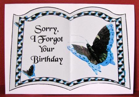 Open Book Blue and Black Butterfly Belated Birthday by Christine Pagan