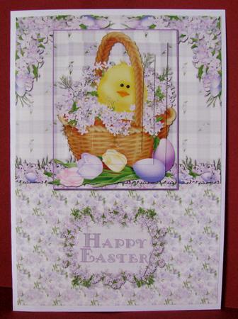 Easter Chick in a Basket Pyramid Card Front by Christine Pagan