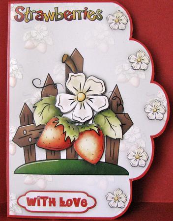 Strawberry Fields Forever Scallop Edge Card Front by Christine Pagan
