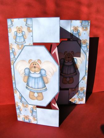 Blue Angel Teddy 3 Panel Pop Out Card by Christine Pagan