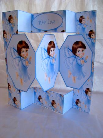 Blue Angel Child 3 Panel Pop Up Card by Christine Pagan