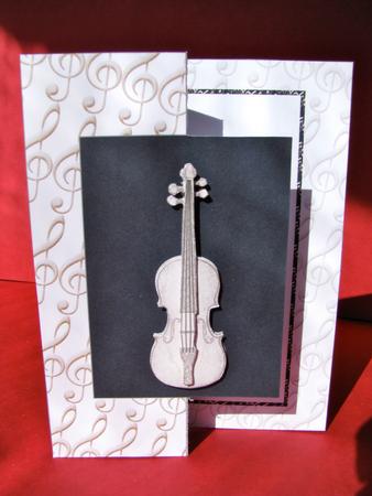 Violin and Music Fold Back Card by Christine Pagan