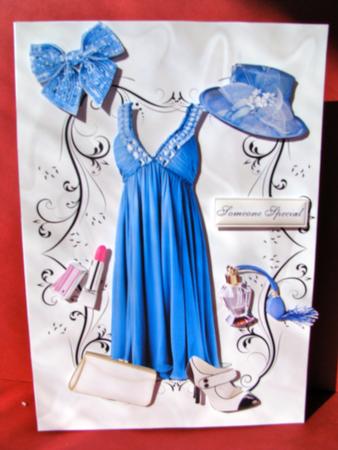 Pretty Blue Dress with Flowered Hat by Christine Pagan