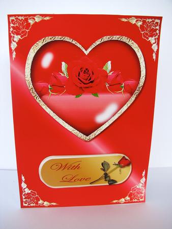 Roses in Heart 2 Decoupage Quick Card Front by Christine Pagan