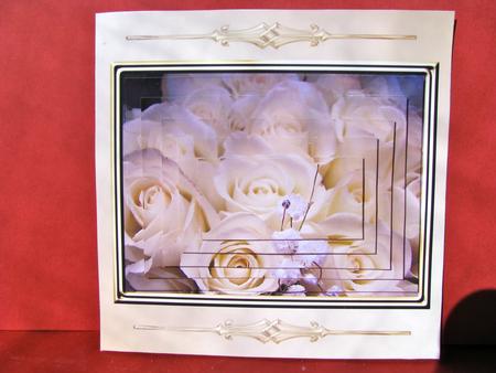 Ivory Roses Pyramid Quick Card Front by Christine Pagan