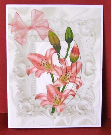 Pink Lily in Ornate Frame, Oval Pyramids by Christine Pagan
