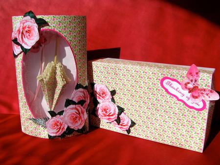 Dainty Rose Parasol Pillow Card by Christine Pagan