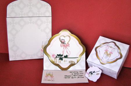 Pink Wedding Shaped Easel, Tag, Envelope & Gift Box by Christine Pagan