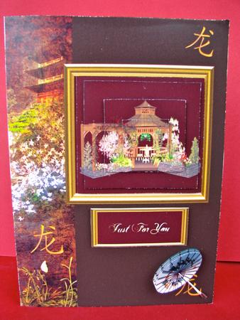 Oriental Card Front/topper with Pyramage by Christine Pagan