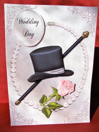 Wedding Top Hat and Rose Quick Card by Christine Pagan