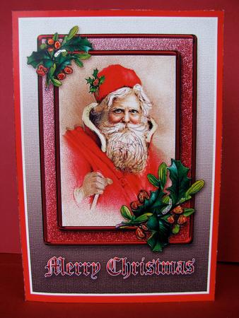 Vintage Christmas Santa and Girl Card Fronts by Christine Pagan