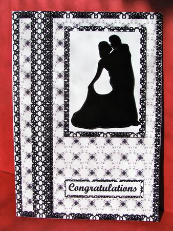 Black and White Wedding or Anniversary Decoupage Card Front by Christine Pagan