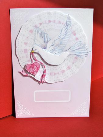Dove & Heart on Lace Card Front by Christine Pagan