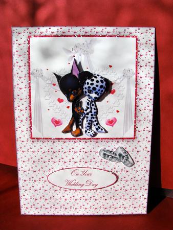 Puppy Love Wedding or with Love Card Front with Decoupage by Christine Pagan