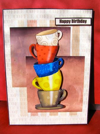 I Love Coffee Card Front and Decoupage by Christine Pagan