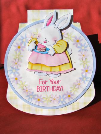 Mrs Rabbit Brings Cake - Wobble Card Front by Christine Pagan