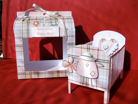 New Baby Girl Keepsake Mini Cot Kit W Gift Box- Pastel Plaid by Christine Pagan