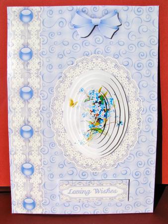 Forget Me Nots 'n Lace Edged Pyramid Card Front by Christine Pagan