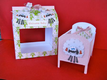 New Baby Girl Keepsake Mini Cot Kit W Gift Box - Sweet Sheep by Christine Pagan