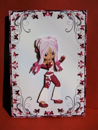 Cute Martial Arts Girl Quick Card Front with Decoupage by Christine Pagan