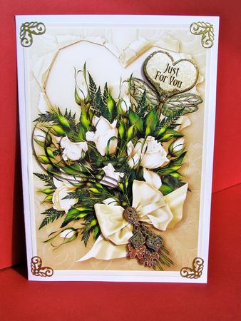 Cream Rose Hearts Bouquet, Heart Pyramage Sheet by Christine Pagan