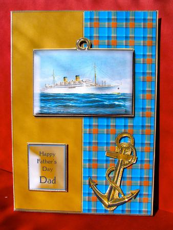Sailing Ship and Anchor on Tartan by Christine Pagan