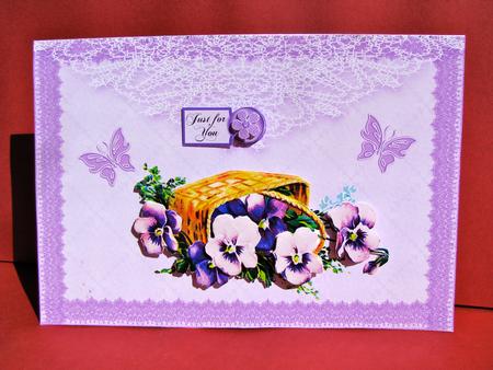 Floral Basket on Envelope Style Card Front by Christine Pagan