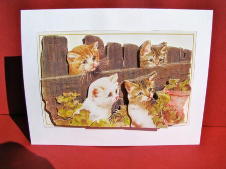 Did Someone Call?1 - Vintage Kittens Decoupaged Topper by Christine Pagan