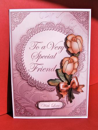 A5 Roses and Metallic Lace Quick Card with 3D Decoupage by Christine Pagan
