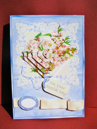 Vintage Appleblossom on Lace- Best of Both Worlds Card Front by Christine Pagan