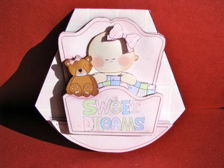 New Baby Girl in Cradle Wobble Card by Christine Pagan