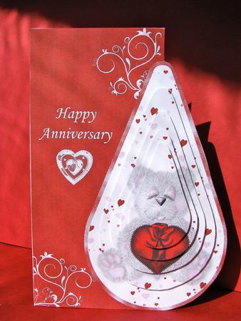 Anniversary Teardrop Pyramid Card Front by Christine Pagan