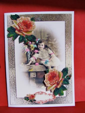 Vintage Girl Sitting on a Bench Step by Step and Pyramid by Christine Pagan