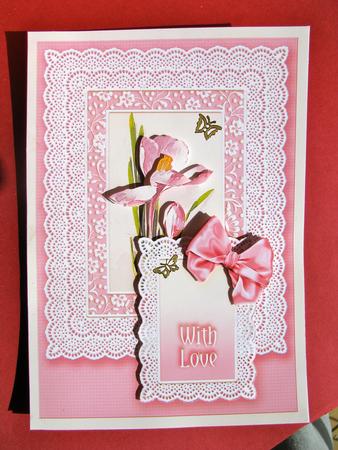 Orchid Crocus in a Broderie Anglaise Frame, Decoupage by Christine Pagan