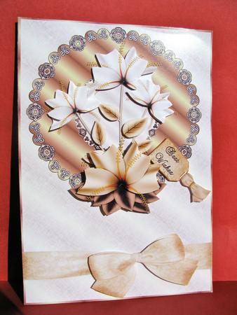 Coffee and Cream Flower Quick Card Front with Decoupage by Christine Pagan