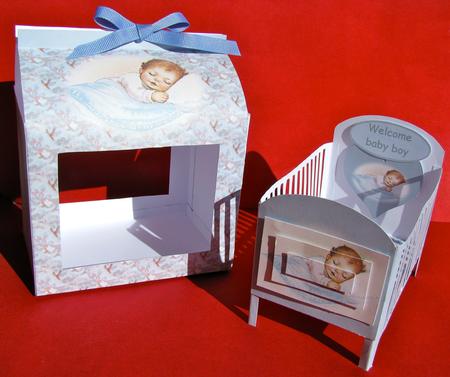 Baby Boy Keepsake Mini Cot Kit with Gift Box - Vintage by Christine Pagan