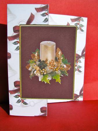 Gold Candle Christmas Fold Back Card by Christine Pagan