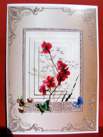 Flower and Butterflies Card Front by Christine Pagan