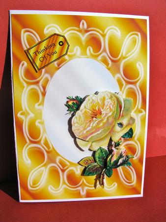 Yellow Vintage Rose Quick Card Front with Decoupage by Christine Pagan