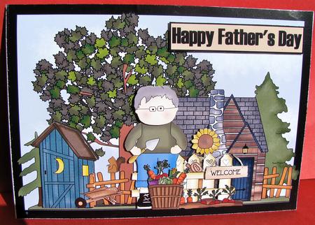 Male Gardener Decoupage Card Front by Christine Pagan