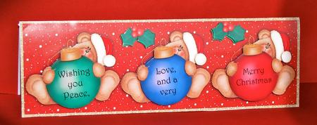 Christmas Bears and Baubles - Decoupage Card by Christine Pagan