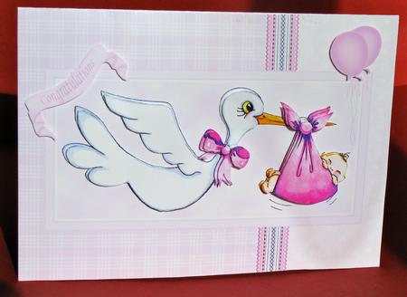 Baby Girl Step-by-step Card Front by Christine Pagan