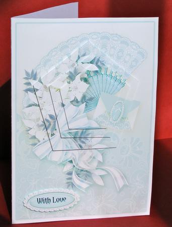 White Floral Spray on a Fan, Pentagon Pyramage by Christine Pagan