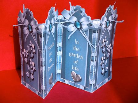 Teal Friends & Flowers Fan Fold Card by Christine Pagan