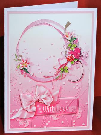 Pink Floral Ribbon Frame Decoupage by Christine Pagan