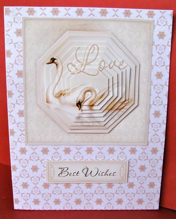 Romantic Swans - Octagon Pyramid Card by Christine Pagan