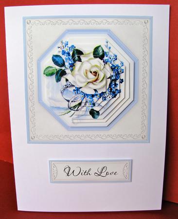 Wedding Rose with Rings - Octagon Pyramid Card by Christine Pagan