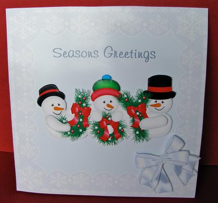 Snowmen in Lace Frame by Christine Pagan