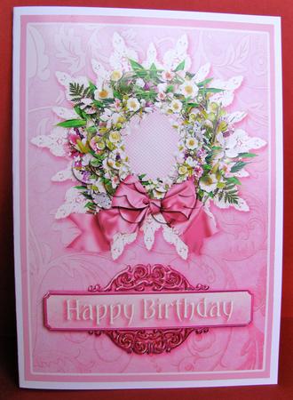Mixed Floral Wreath on a Lace Doily Scalloped Pyramage by Christine Pagan